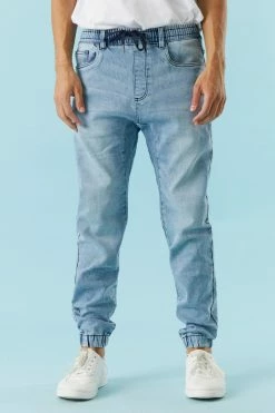 Mens Online Exclusive 5-Pocket Light Wash Denim Jogger