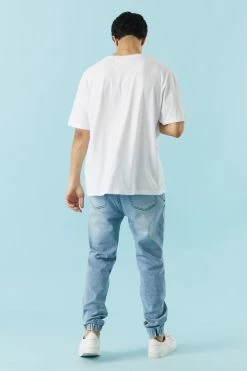 Mens Online Exclusive 5-Pocket Light Wash Denim Jogger