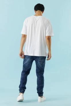 Mens 5-Pocket Medium Wash Denim Jogger