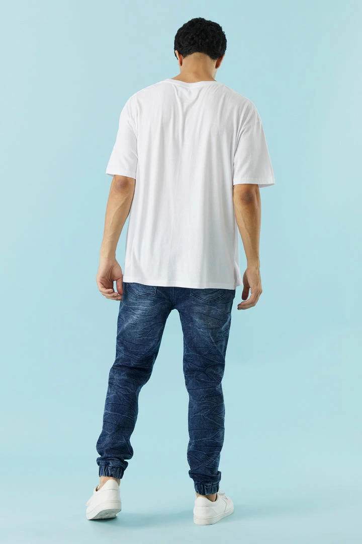 Mens 5-Pocket Medium Wash Denim Jogger 2 Mens 5-Pocket Medium Wash Denim Jogger