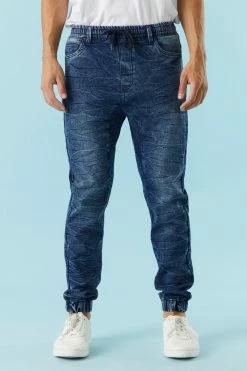Mens 5-Pocket Medium Wash Denim Jogger