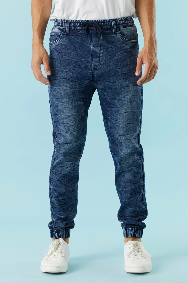 Mens 5-Pocket Medium Wash Denim Jogger 1 Mens 5-Pocket Medium Wash Denim Jogger
