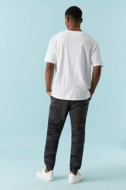 Mens Online Exclusive Drawstring Black Wash Denim Moto Jogger