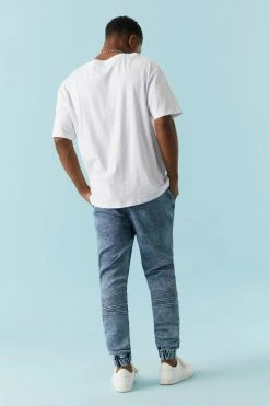 Mens Online Exclusive Drawstring Medium Wash Denim Moto Jogger 7 Mens Online Exclusive Drawstring Medium Wash Denim Moto Jogger