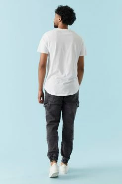 Mens Black Wash Denim Knit Cargo Jogger Online Exclusive