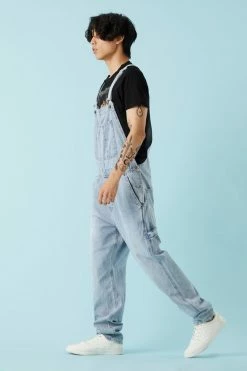 Mens Bottoms Light Wash Denim Overall