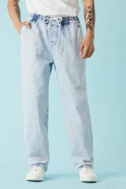 Mens Light Wash Loose Leg Jogger