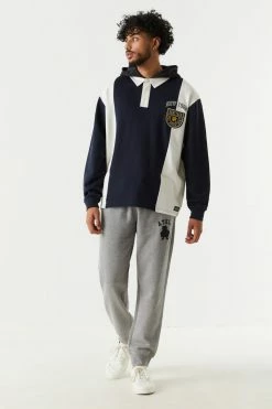 Mens New York Athletic Department Graphic Rugby Hoodie Tops