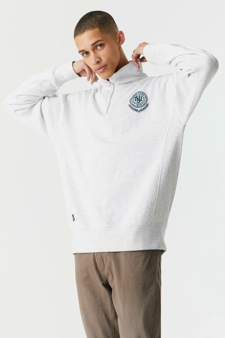Mens New York Graphic Quarter Zip Sweater Tops 1 Mens New York Graphic Quarter Zip Sweater Tops