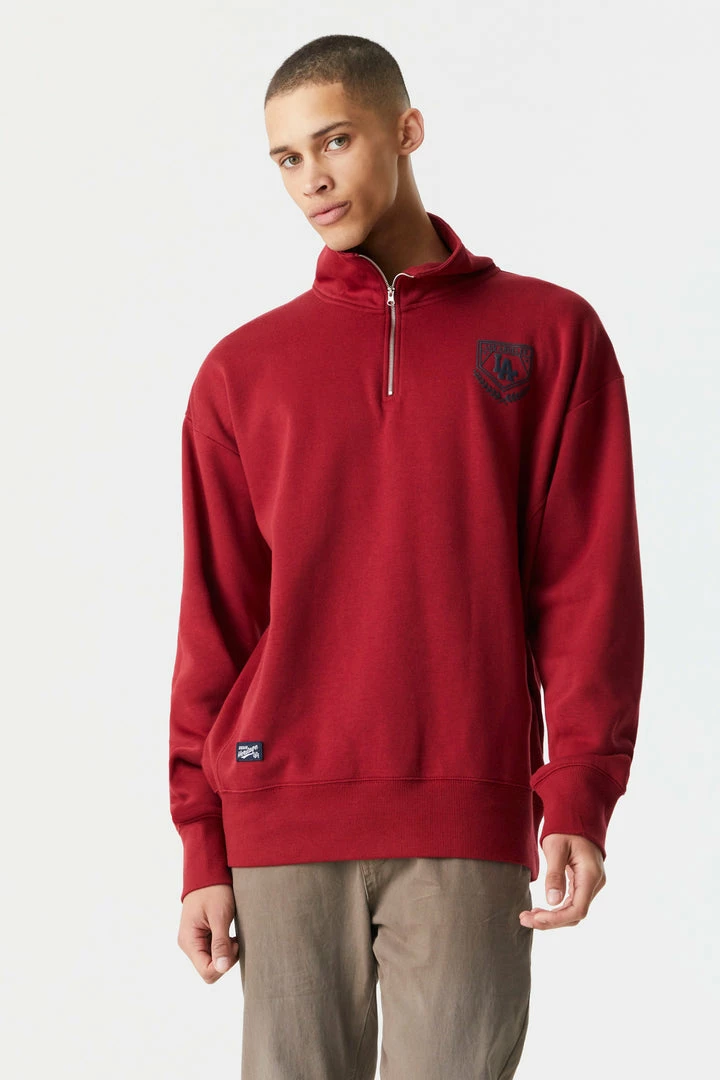 Mens LA Graphic Quarter Zip Hoodie Tops 1 Mens LA Graphic Quarter Zip Hoodie Tops