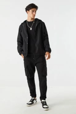 Mens Removable Hood Coach Jacket