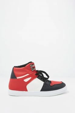 Mens Lace-Up Front Colour Block High-Top Sneakers