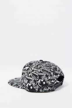 Mens Online Exclusive Graffiti Print Snapback Baseball Cap