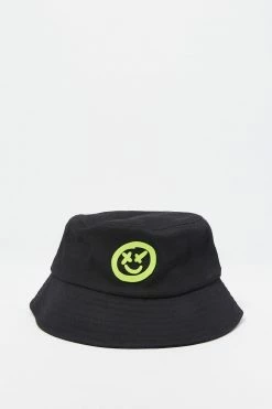 Mens Online Exclusive Cross Eyed Smiley Graphic Bucket Hat
