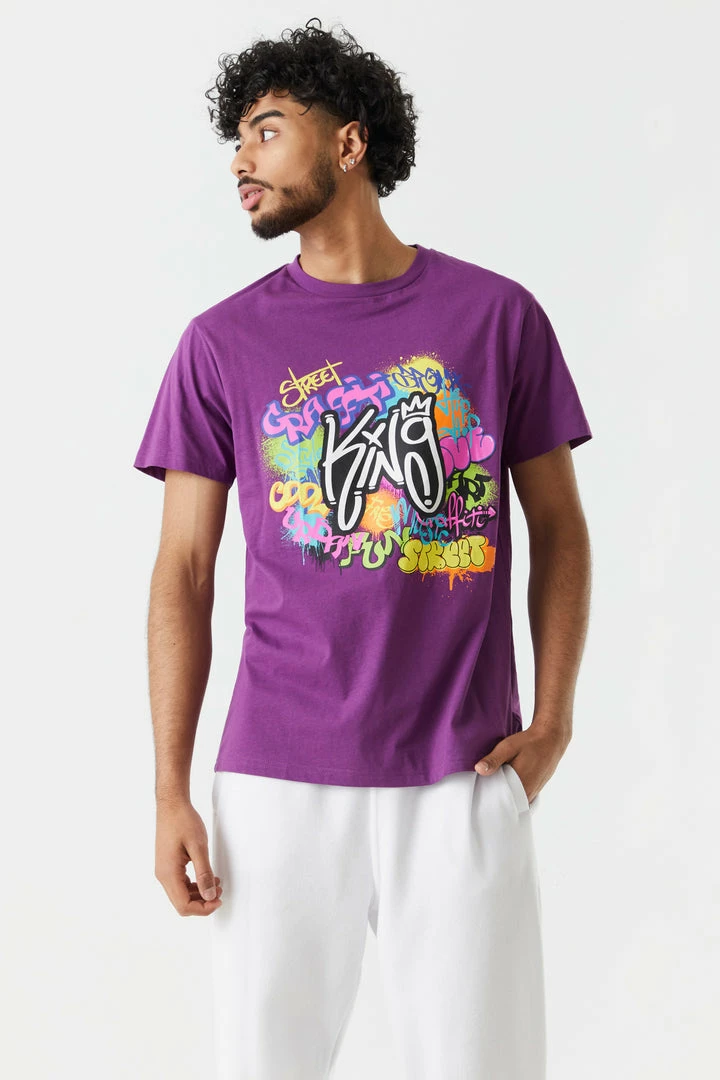 Mens King Graffiti Graphic T-Shirt 1 Mens King Graffiti Graphic T-Shirt