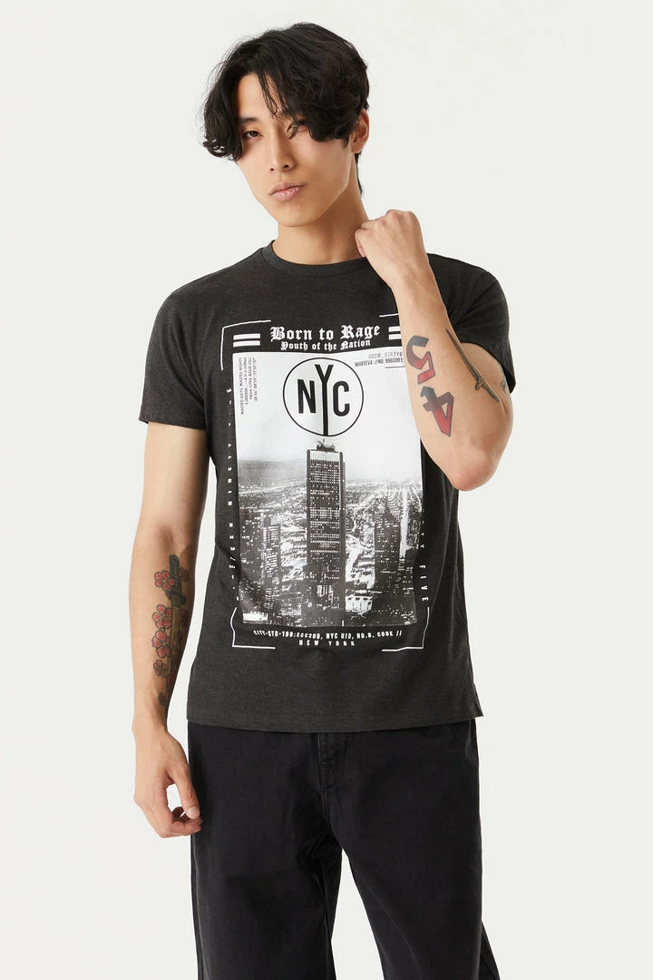 Mens Online Exclusive NYC Born To Rage Graphic T-Shirt 1 Mens Online Exclusive NYC Born To Rage Graphic T-Shirt