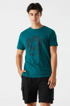 Mens Tops Royal Teddy Spray Paint Graphic T-Shirt
