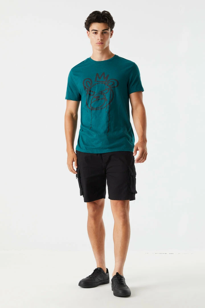 Mens Tops Royal Teddy Spray Paint Graphic T-Shirt 3 Mens Tops Royal Teddy Spray Paint Graphic T-Shirt