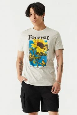 Mens Forever Sunflower Graphic T-Shirt