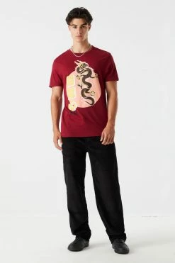 Mens Red Sun Dragon Graphic T-Shirt 5 Mens Red Sun Dragon Graphic T-Shirt
