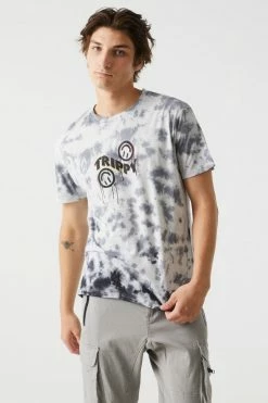 Mens Tops Trippy Smiley Graphic Tie-Dye Print T-Shirt