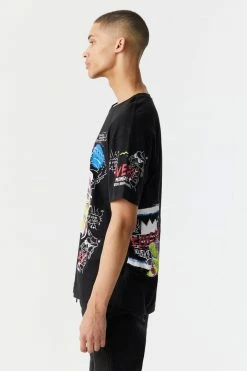 Mens Keep Calm Graffiti Bear Graphic Boxy T-Shirt Online Exclusive