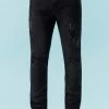 Mens Distressed Black Wash Skinny Jean Bottoms