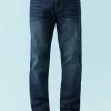 Mens Distressed Dark Wash Slim Jean Bottoms