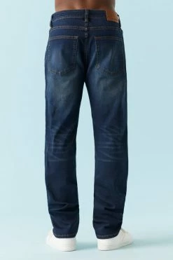Mens Distressed Dark Wash Slim Jean Bottoms
