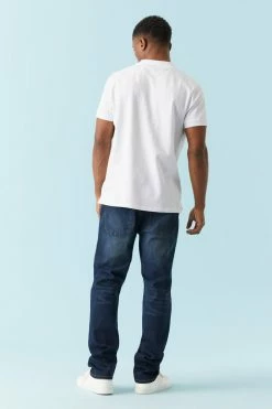 Mens Distressed Dark Wash Slim Jean Bottoms