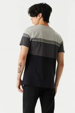 Mens Tops Colour Block Striped T-Shirt