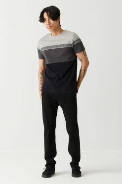 Mens Tops Colour Block Striped T-Shirt