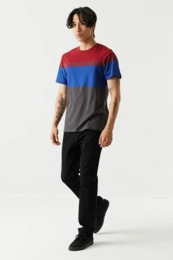 Mens Tops Colour Block Striped T-Shirt