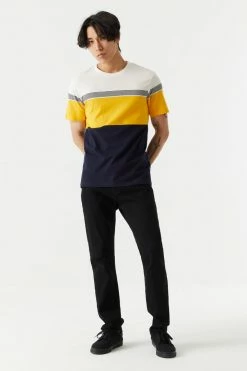 Mens Tops Colour Block Striped T-Shirt