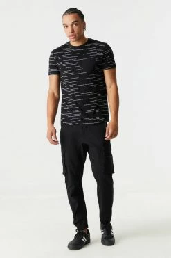 Mens Tops Script Print Contrast Pocket T-Shirt 8 Mens Tops Script Print Contrast Pocket T-Shirt