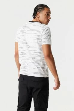 Mens Tops Script Print Contrast Pocket T-Shirt 10 Mens Tops Script Print Contrast Pocket T-Shirt