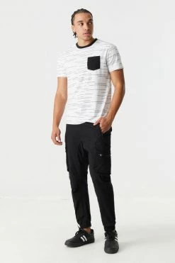 Mens Tops Script Print Contrast Pocket T-Shirt 11 Mens Tops Script Print Contrast Pocket T-Shirt