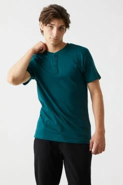 Mens Basic Henley T-Shirt