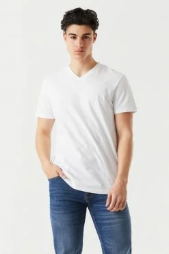Mens Everyday Heather Knit V-Neck T-Shirt Tops