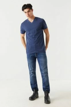 Mens Everyday Heather Knit V-Neck T-Shirt Tops