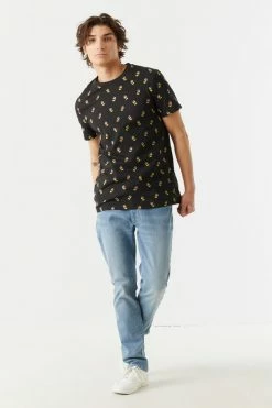 Mens Ditsy Slushie Print Crew Neck T-Shirt 6 Mens Ditsy Slushie Print Crew Neck T-Shirt