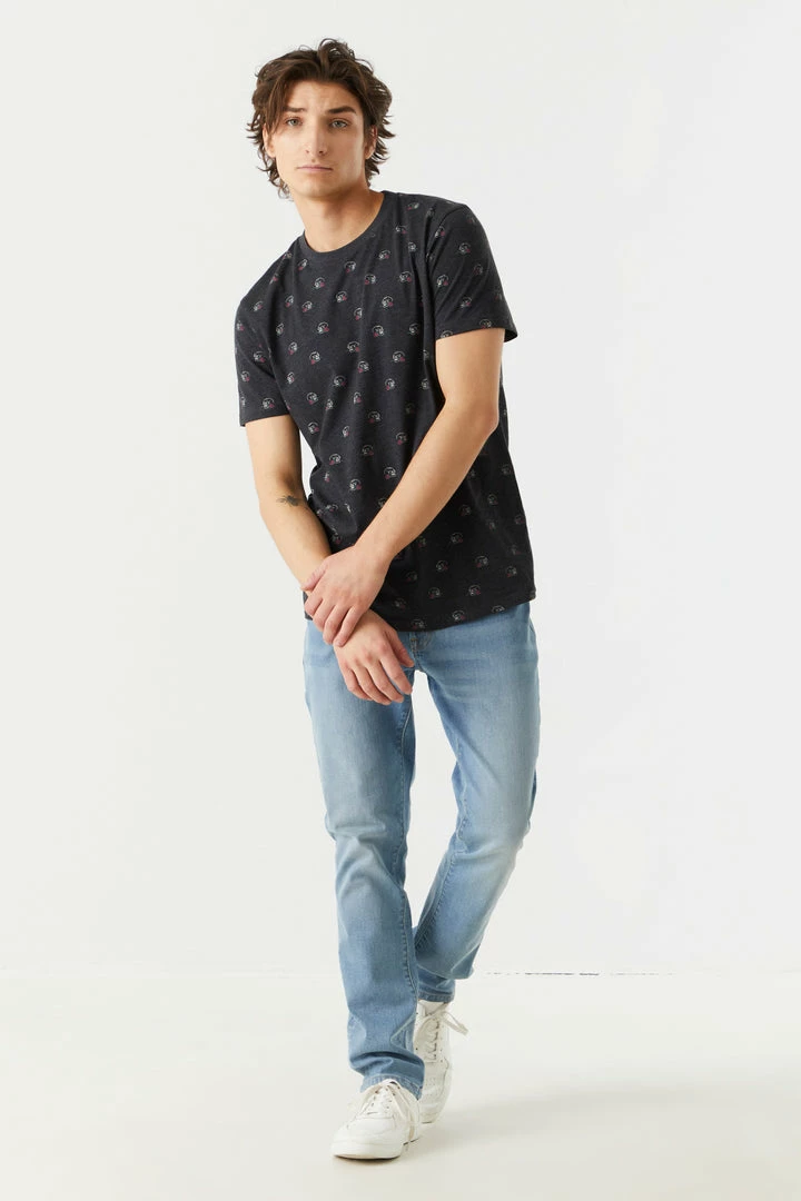 Mens Tops Ditsy Skull And Rose Print Crew Neck T-Shirt 3 Mens Tops Ditsy Skull And Rose Print Crew Neck T-Shirt