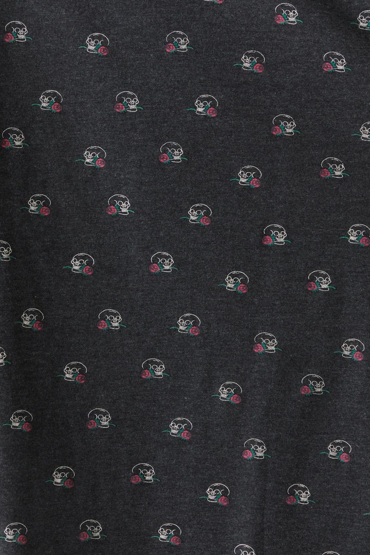 Mens Tops Ditsy Skull And Rose Print Crew Neck T-Shirt 4 Mens Tops Ditsy Skull And Rose Print Crew Neck T-Shirt