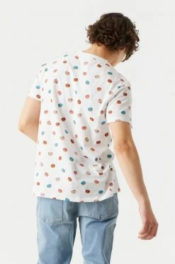 Mens Tops Ditsy Donut Print Crew Neck T-Shirt