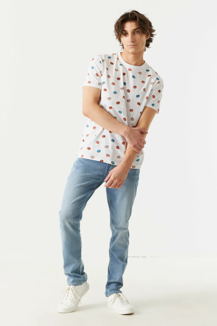Mens Tops Ditsy Donut Print Crew Neck T-Shirt 3 Mens Tops Ditsy Donut Print Crew Neck T-Shirt