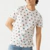 Mens Tops Ditsy Donut Print Crew Neck T-Shirt