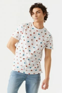 Mens Tops Ditsy Donut Print Crew Neck T-Shirt