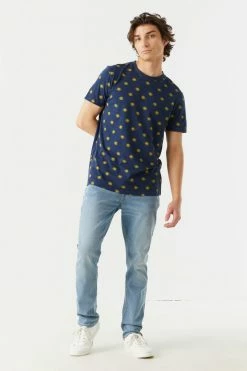 Mens Ditsy Trippy Sun Print Crew Neck T-Shirt Tops