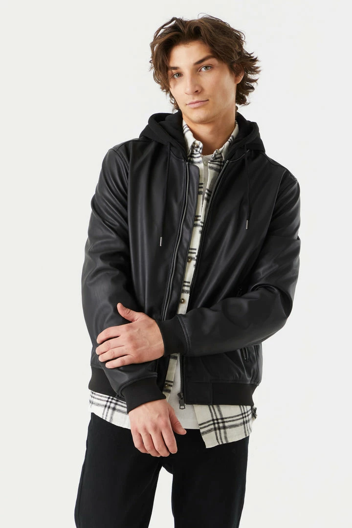 Mens Faux-Leather Zip-Up Bomber Jacket Online Exclusive 1 Mens Faux-Leather Zip-Up Bomber Jacket Online Exclusive