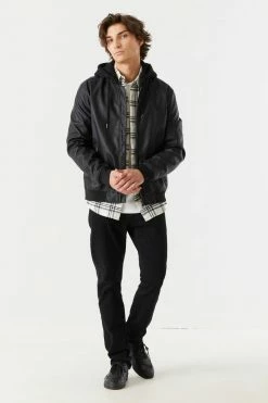 Mens Faux-Leather Zip-Up Bomber Jacket Online Exclusive 5 Mens Faux-Leather Zip-Up Bomber Jacket Online Exclusive